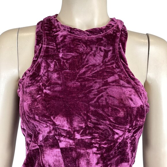 Pilcro Anthropologie Top Size Small Raspberry Red Velveteen Racerback Velvet - Picture 8 of 9